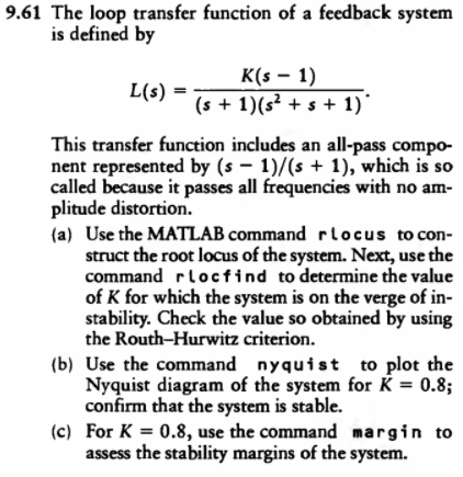 Solved 9.61 The loop transfer function of a feedback system | Chegg.com