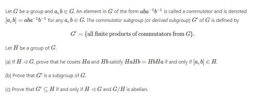 Solved Let G Be A Group And A,b∈G. An Element In G Of The | Chegg.com