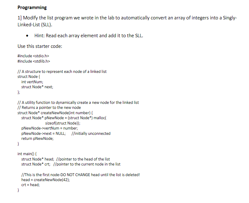 Solved Programming 1] Modify the list program we wrote in | Chegg.com