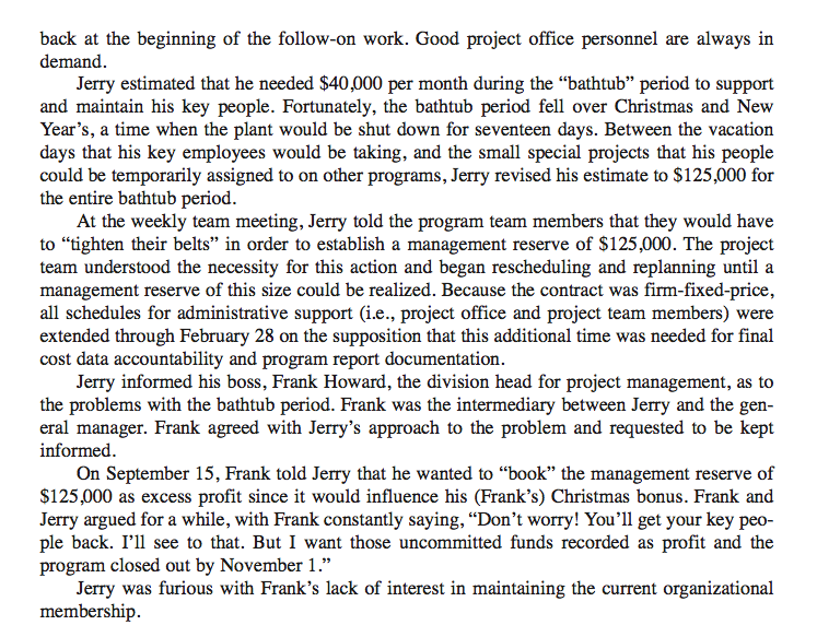 CASE STUDIES THE BATHTUB PERIOD The award of the