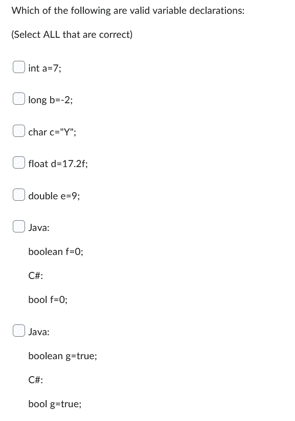 SOLVED: Which of the following is not a valid Float value? Select