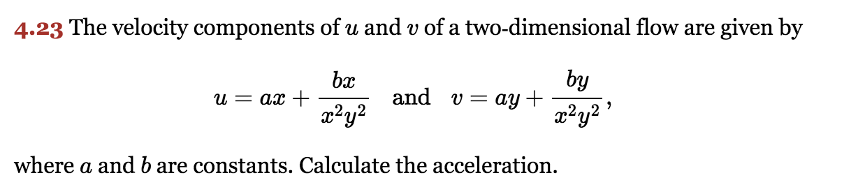 Solved 4.23 The velocity components of u and v of a | Chegg.com