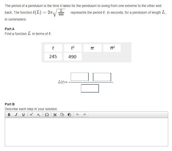 Solved The period of a pendulum is the time it takes for the | Chegg.com