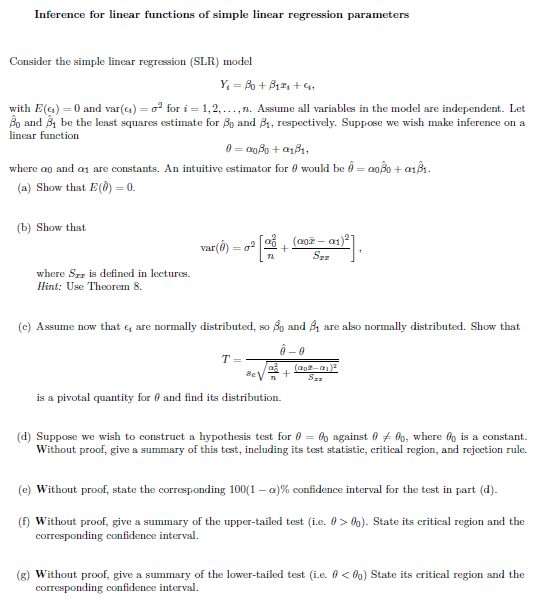 Solved Inference For Linear Functions Of Simple Linear Chegg Solved Inference For Linear Functions Of Simple Linear Chegg