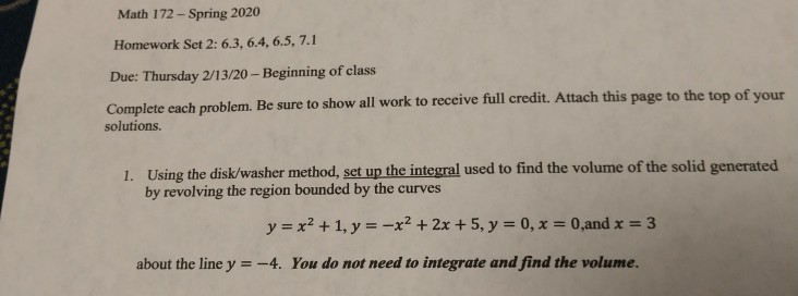 Solved Math 172 - Spring 2020 Homework Set 2: 6.3, 6.4, 6.5, | Chegg.com