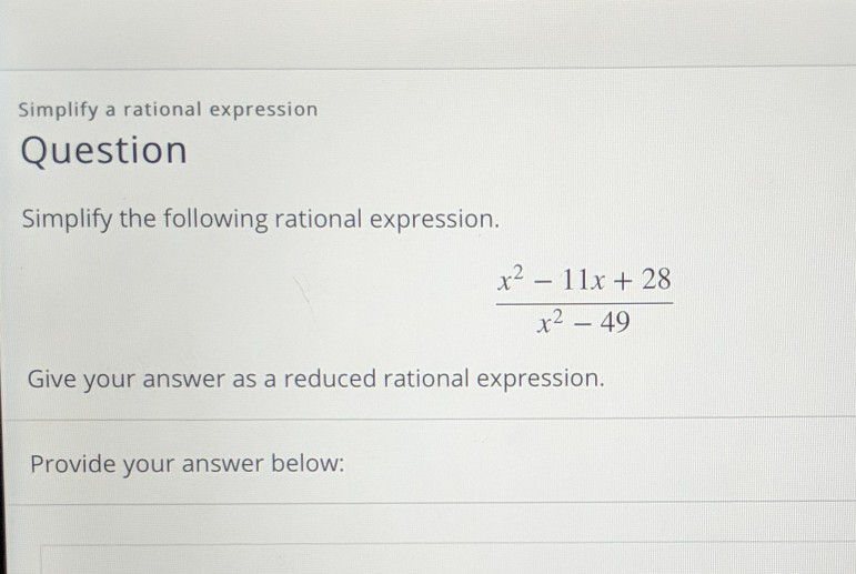 Solved Simplify a rational expression Question Simplify the | Chegg.com