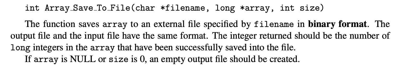 Solved long *Array_Load_From_File(char ∗ filename, int ∗ | Chegg.com