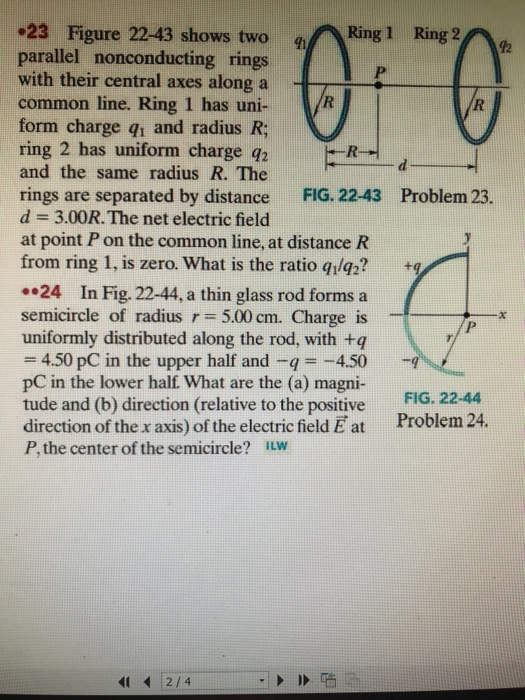 Solved 23 Figure 22-43 shows two parallel nonconducting | Chegg.com