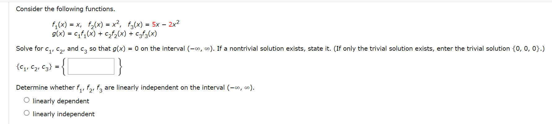 Solved Consider The Following Functions. F1(x) = X, F2(x) = | Chegg.com