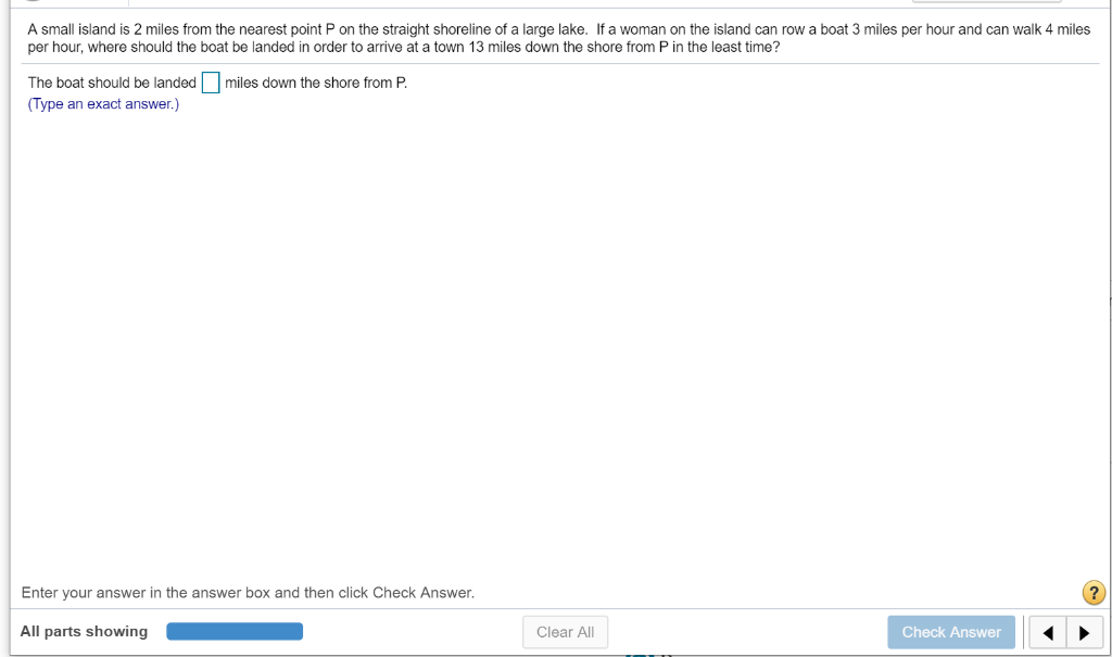 Solved A small island is 2 miles from the nearest point P on