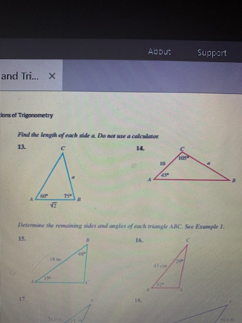 Solved About Support and Tri X tions of Trigonometry Find