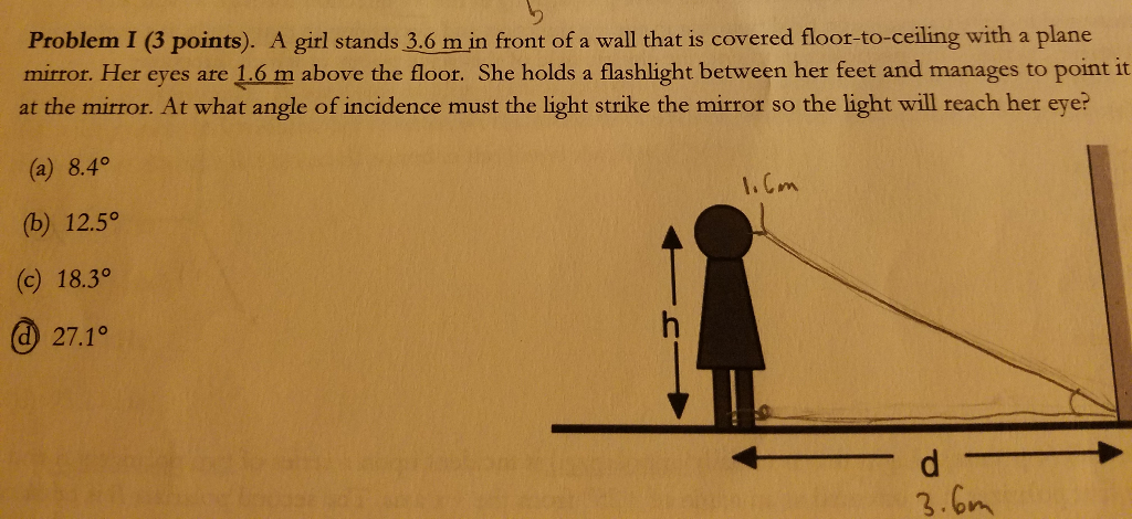 Solved Problem I 3 Points A Girl Stands 3 6 M In Front Chegg Com