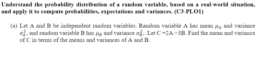 Solved Understand the probability distribution of a random | Chegg.com