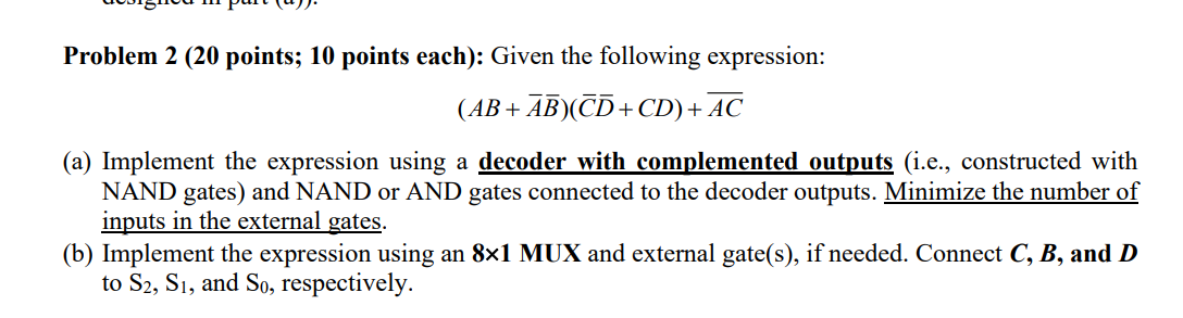 Solved Problem 2 (20 points; 10 points each): Given the | Chegg.com