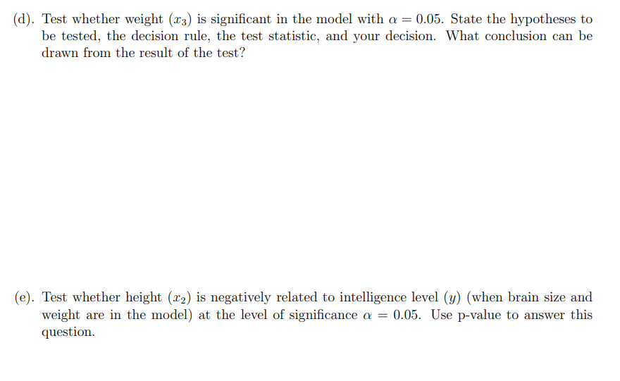 Suppose We Want To Predict Intelligence Level (y) | Chegg.com