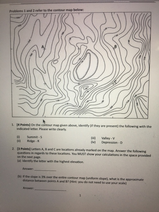 Solved Problems 1 and 2 refer to the contour map below: 14 | Chegg.com