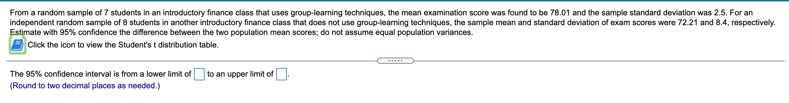 Solved From a random sample of 7 students in an introductory | Chegg.com