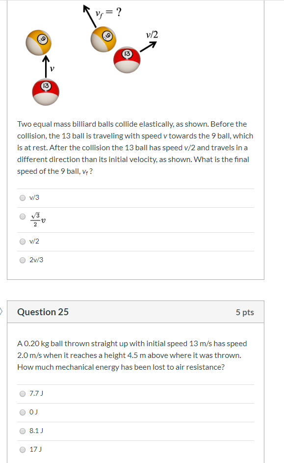 Solved RVE V/2 Two equal mass billiard balls collide