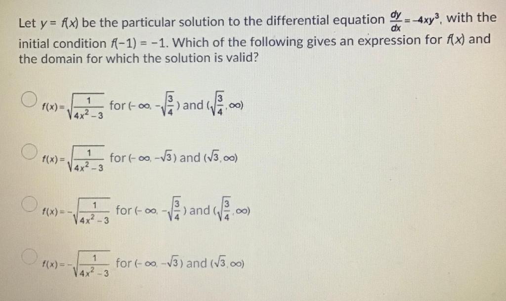 Solved Let Y F X Be The Particular Solution To The