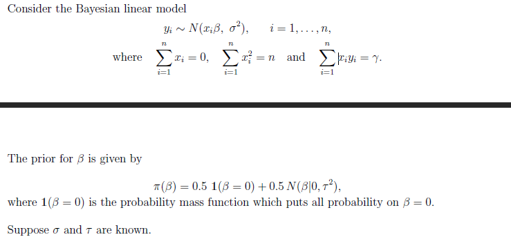 Solved Consider the Bayesian linear model | Chegg.com