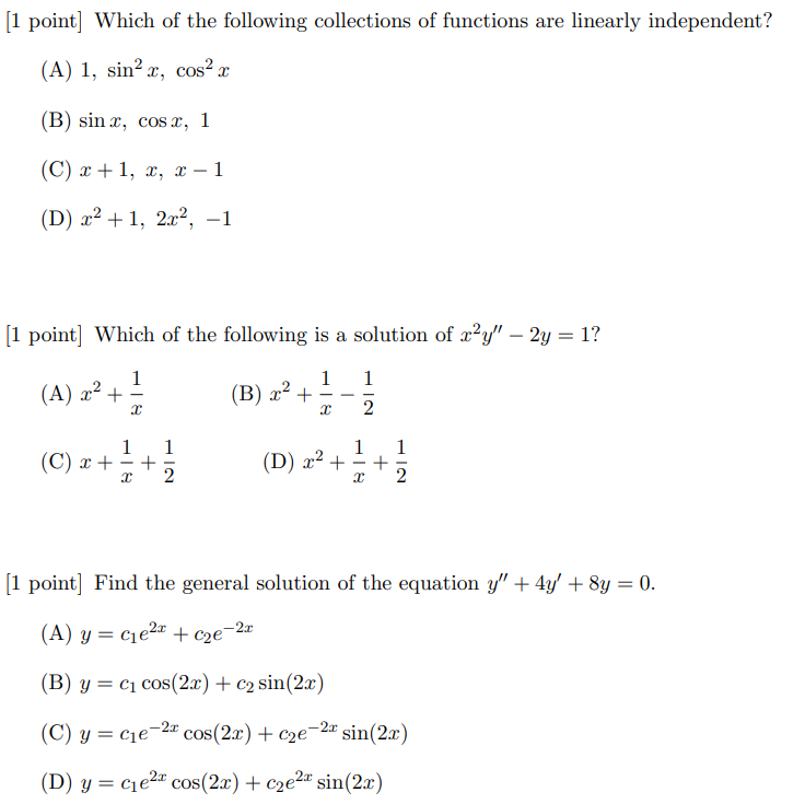 Solved Please explain your answer to each and why the other | Chegg.com