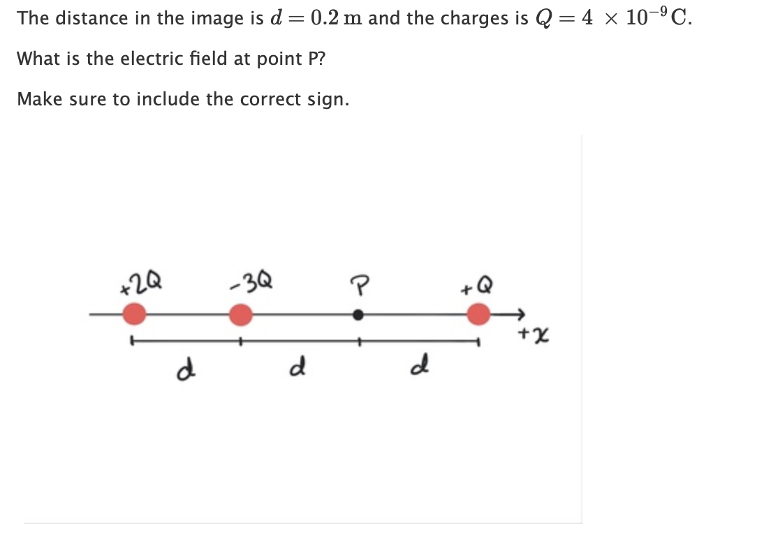 Solved The distance in the image is d= 0.2 m and the charges | Chegg.com