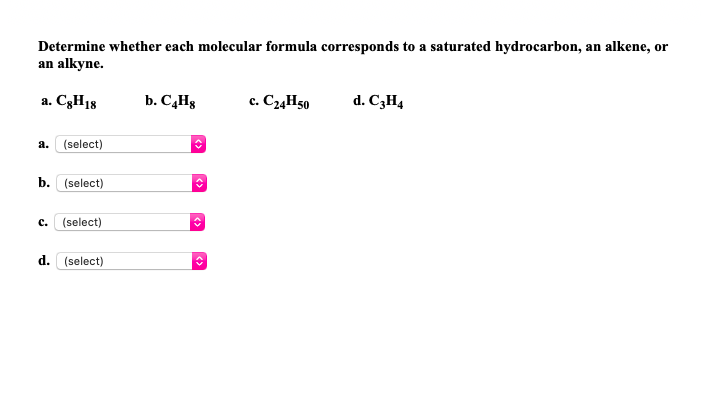 saturated hydrocarbon molecular formula