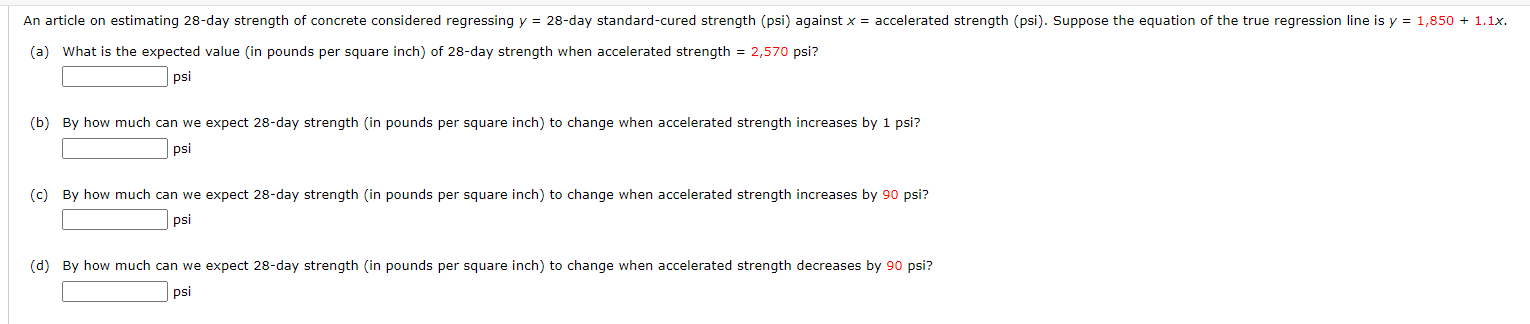 Solved An article on estimating 28-day strength of concrete | Chegg.com