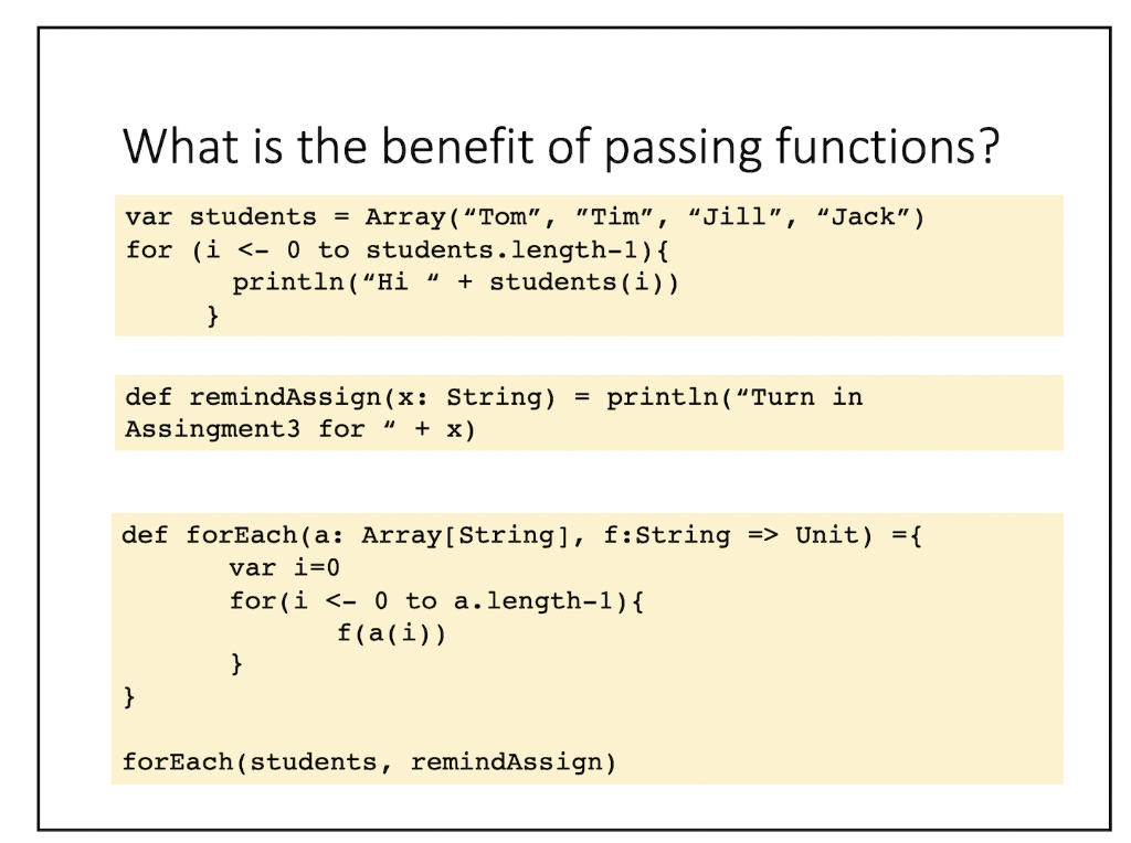 Solved What is the benefit of passing functions? var | Chegg.com