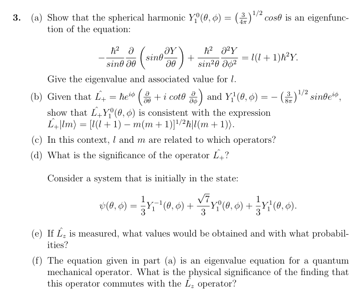 Solved (a) Show that the spherical harmonic | Chegg.com