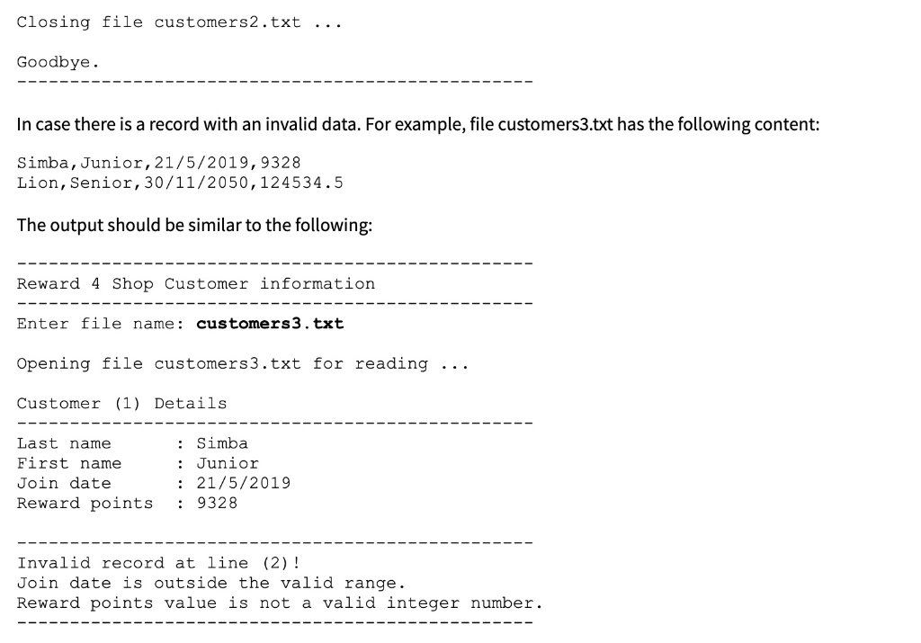 Solved Program 2: Read Customers The second program will | Chegg.com