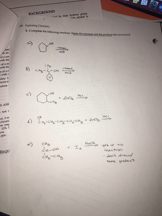 Solved EXPERIMENT 23 Alcohols and Phenols PR ELABORATORY