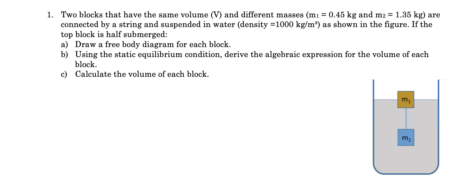 Solved Two blocks that have the same volume (V) and | Chegg.com