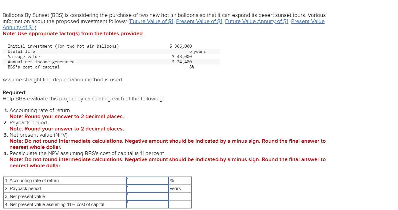 Solved Balloons By Sunset (BBS) is considering the purchase | Chegg.com