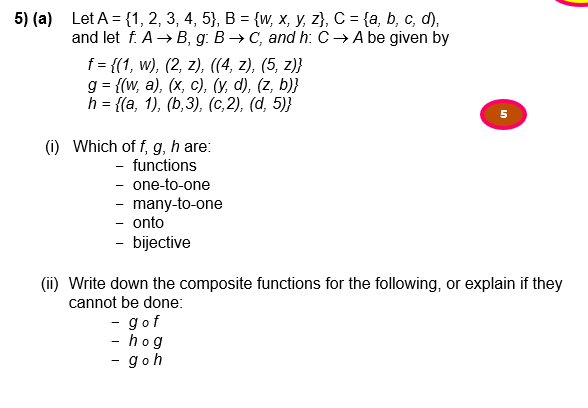 Solved 5 A Let A 1 2 3 4 5 B W X Y Z C Chegg Com