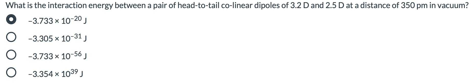 Solved What is the interaction energy between a pair of | Chegg.com