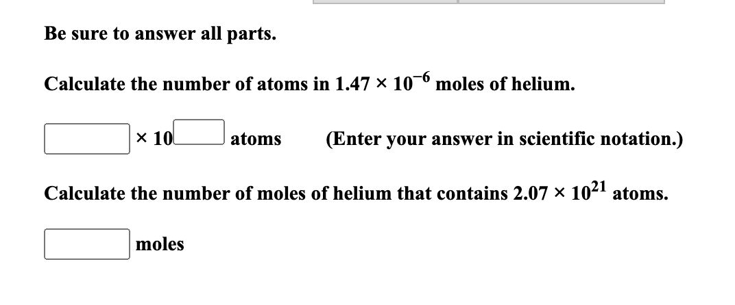 Solved Be sure to answer all parts. Calculate the number of | Chegg.com