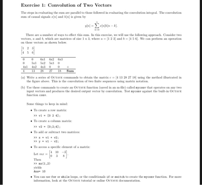 Exercise 1: Convolution of Two Vectors The steps in | Chegg.com