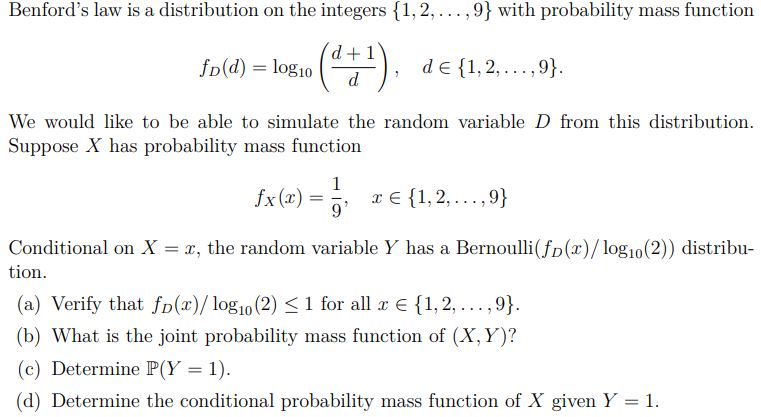 Solved fD(d)=log10(dd+1),d∈{1,2,…,9} We would like to be | Chegg.com