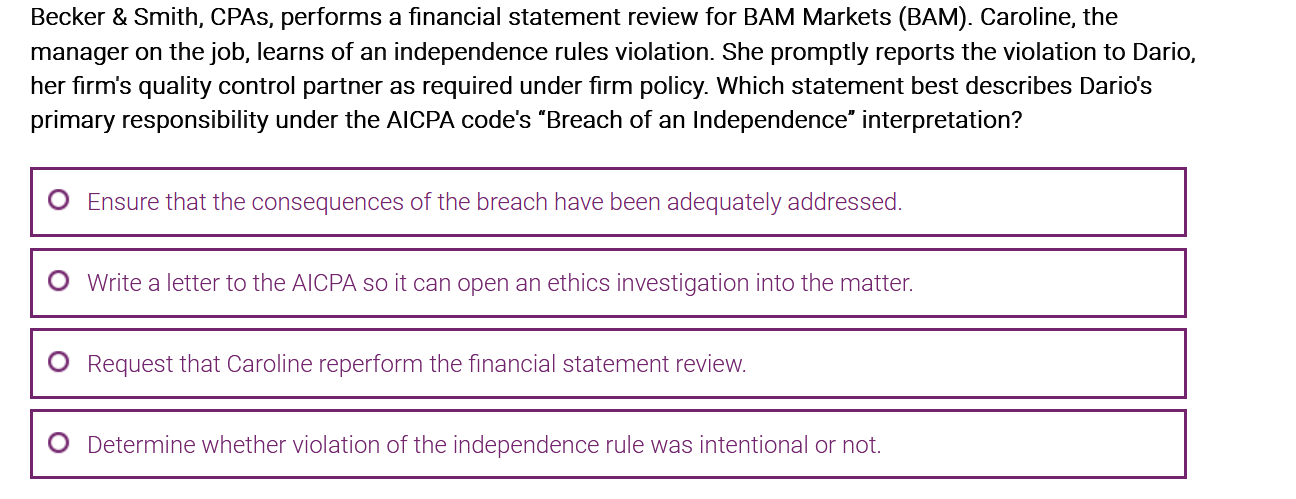 Solved Becker \& Smith, CPAs, Performs A Financial Statement | Chegg.com