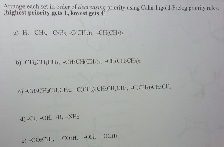 Solved Arrange each set in order of decreasing priority | Chegg.com