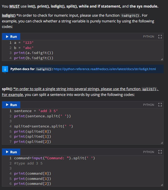 Solved You MUST use int(), print(), isdigit(), split(), | Chegg.com