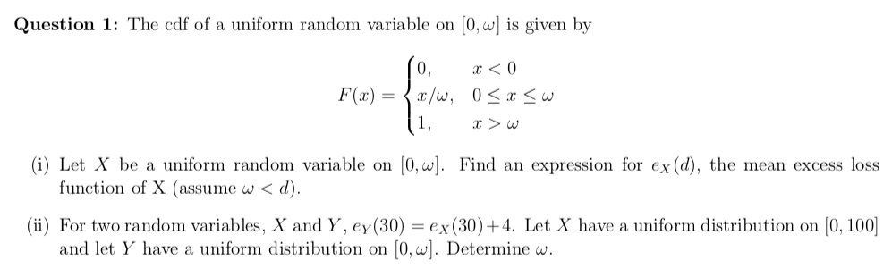 Solved Question 1: The cdf of a uniform random variable on | Chegg.com