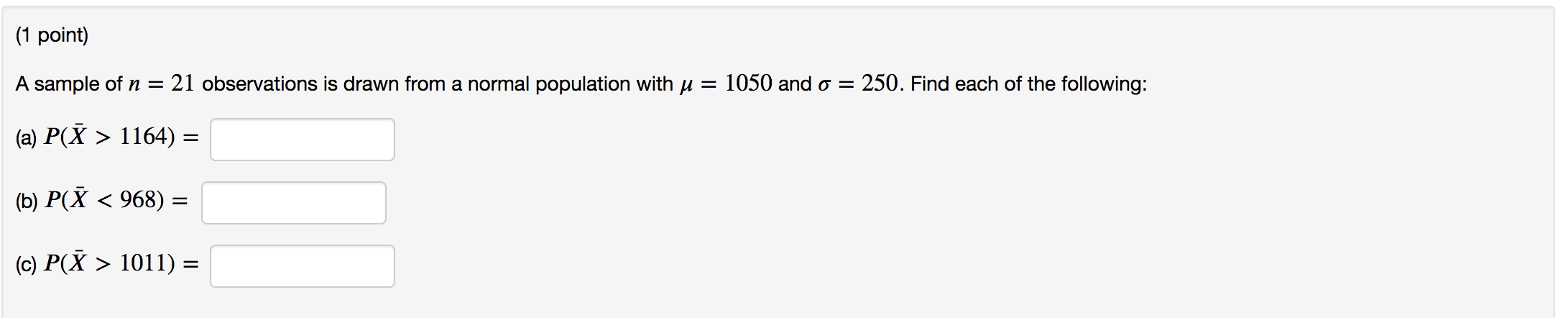 Solved (1 point) A sample of n 21 observations is drawn from | Chegg.com