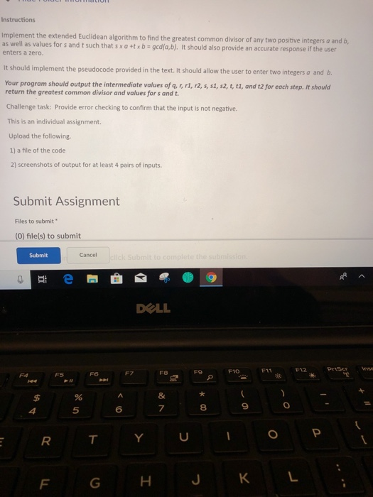 Solved Instructions ent the extended Euclidean algorithm to | Chegg.com