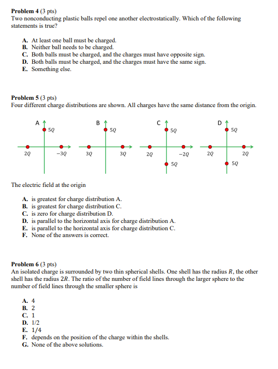 Solved Problem 4 (3 Pts) Two Nonconducting Plastic Balls | Chegg.com