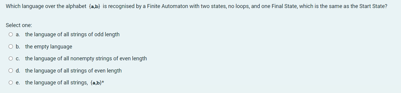 Solved Which language over the alphabet a,b is recognised | Chegg.com