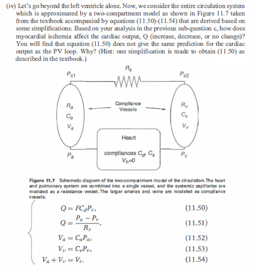 (iv) Lets go beyond the left ventricle alone. Now, we consider the entire circulation system which is approximated by a two-