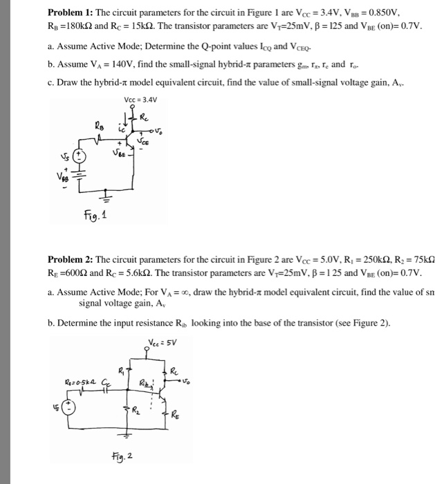 Solved Problem 1: The circuit parameters for the circuit in | Chegg.com