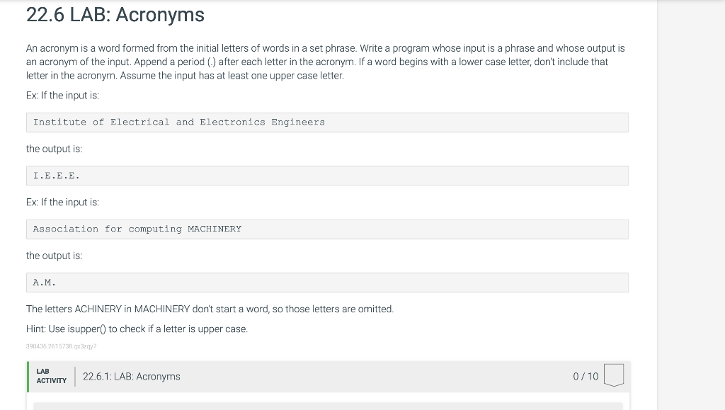 solved-22-6-lab-acronyms-an-acronym-is-a-word-formed-from-chegg